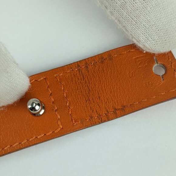 HERMES Orange Leather Charm Bracelet - Picture 6 of 8